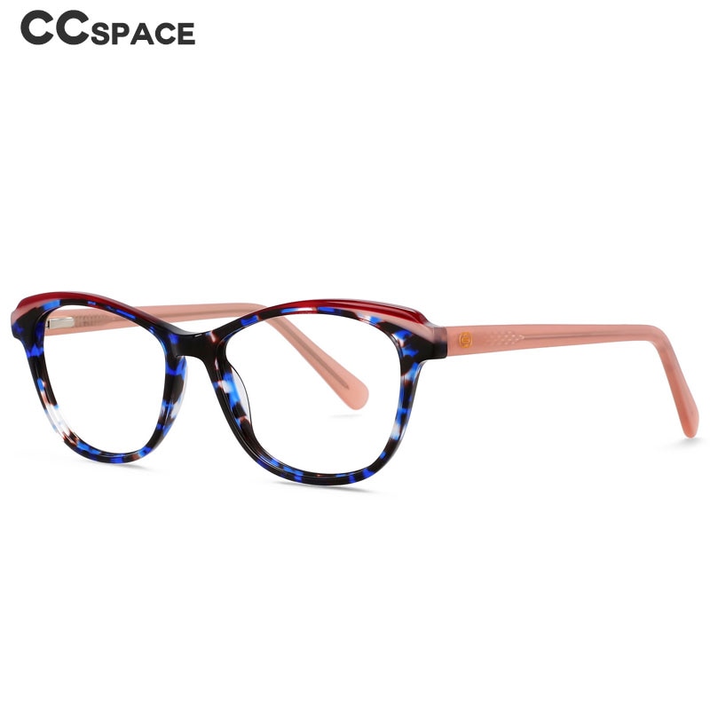 CCSpace Unisex Full Rim Small Square Cat Eye Acetate Eyeglasses 55571 Full Rim CCspace   