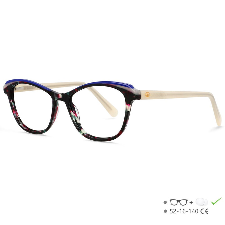 CCSpace Unisex Full Rim Small Square Cat Eye Acetate Eyeglasses 55571 Full Rim CCspace RedLeopard China 