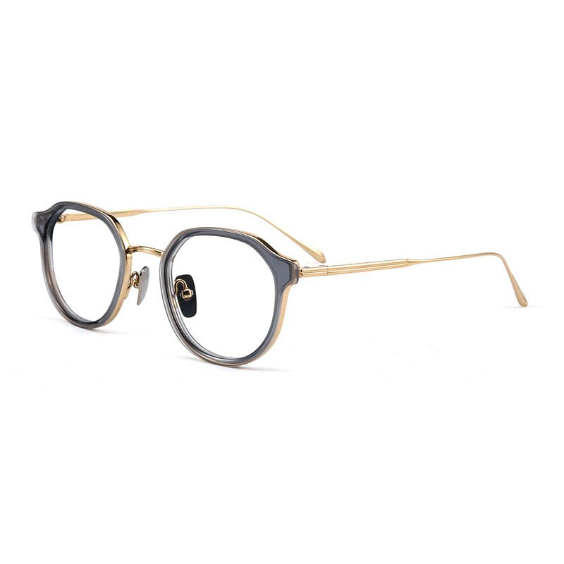 CCspace Unisex Full Rim Square Cat Eye Acetate Titanium Eyeglasses 55740 Full Rim CCspace GrayGold China 