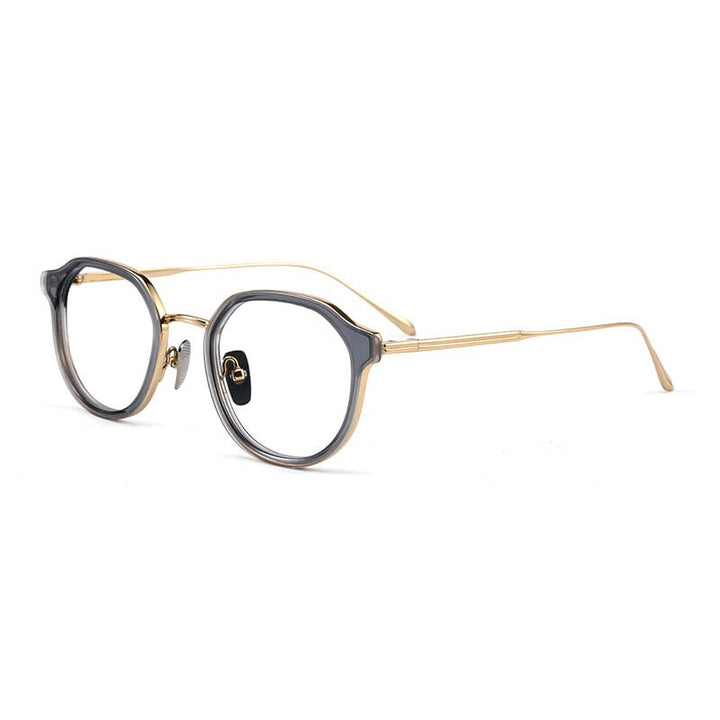 CCSpace Unisex Full Rim Square Cat Eye Acetate Titanium Eyeglasses 55740 Full Rim CCspace GrayGold China 