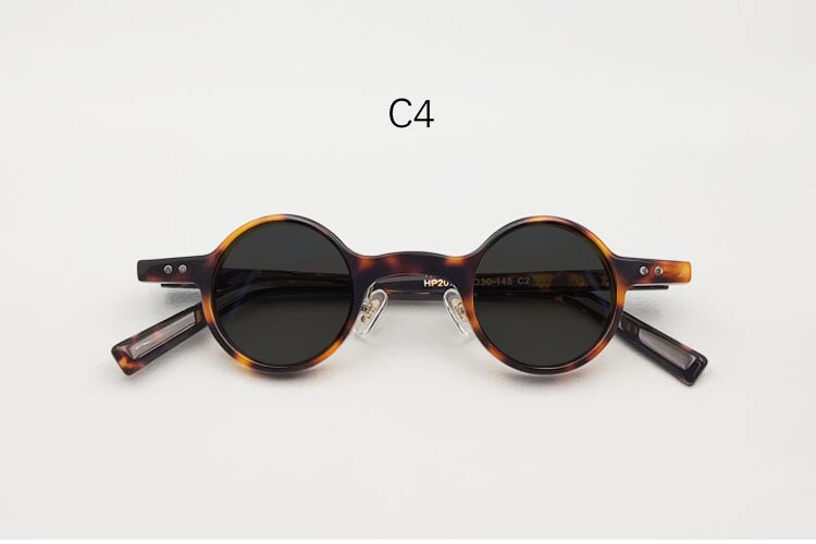 Yujo Unisex Full Rim Round Small Acetate UV400 Dark Polarized Sunglasses Sunglasses Yujo C4 China 