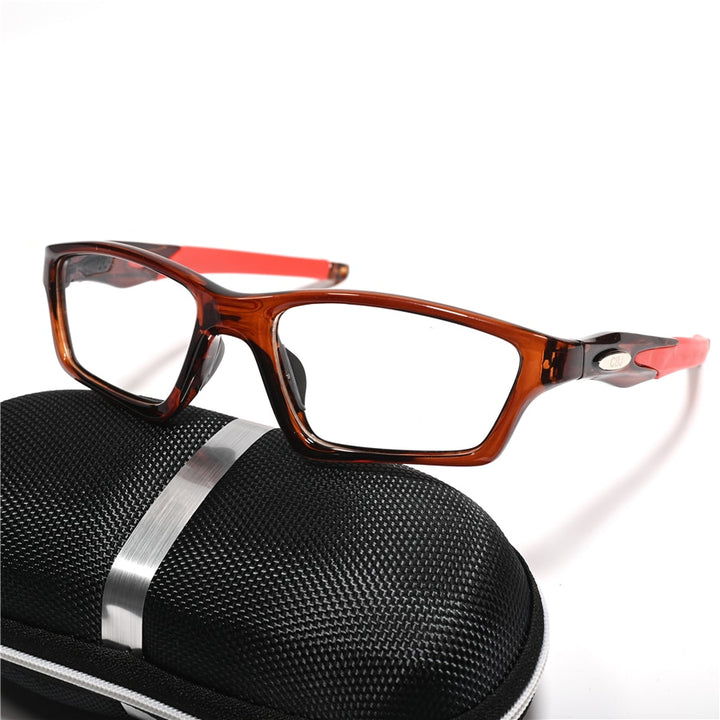 Cubojue Unisex Full Rim Square Tr 90 Titanium Sport Frame Reading Glasses Reading Glasses Cubojue brown brown no function lens 0 