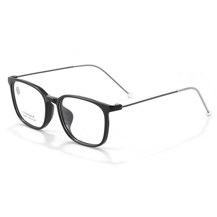 KatKani Unisex Full Rim Square Tr 90 Titanium Eyeglasses M9889 Full Rim KatKani Eyeglasses Black  