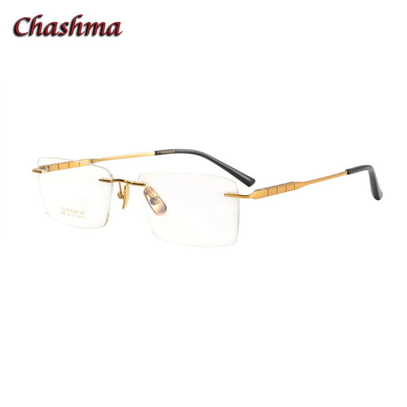 Chashma Ochki Men's Rimless Square Titanium Eyeglasses 91092 Rimless Chashma Ochki   