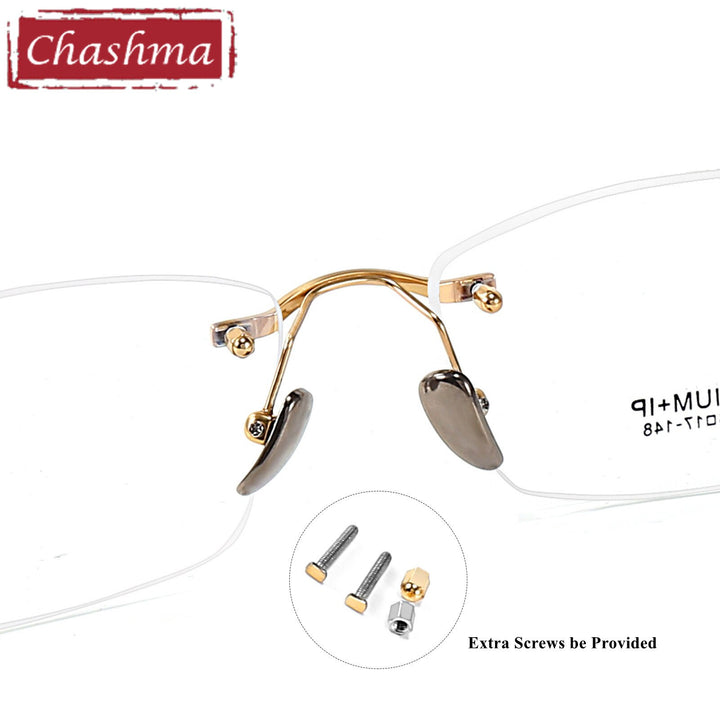 Chashma Ottica Men's Rimless Square Titanium Eyeglasses 2040 Rimless Chashma Ottica   