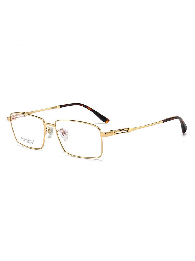 Aissuarvey Men's Full Rim Square Titanium Frame Eyeglasses 8125 Full Rim Aissuarvey Eyeglasses Gold CN 