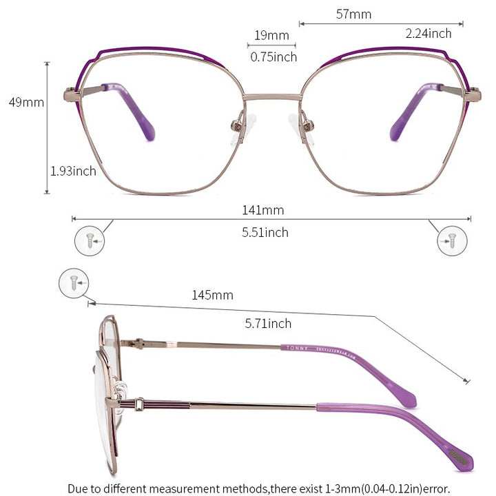 Kansept Unisex Full Rim Square Cat Eye Metal Frame Sunglasses Ty48298a Sunglasses Kansept   