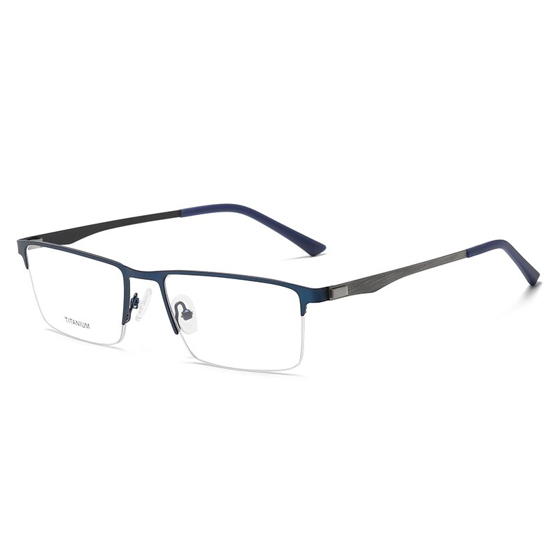 Zirosat Men's Semi Rim Square Titanium Eyeglasses P9867 Semi Rim Zirosat blue  