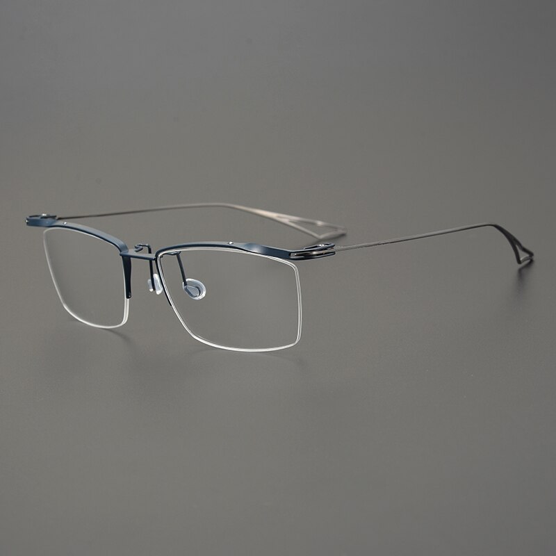 Gatenac Unisex Semi Rim Square Titanium Eyeglasses Gxyj829 Semi Rim Gatenac Blue  