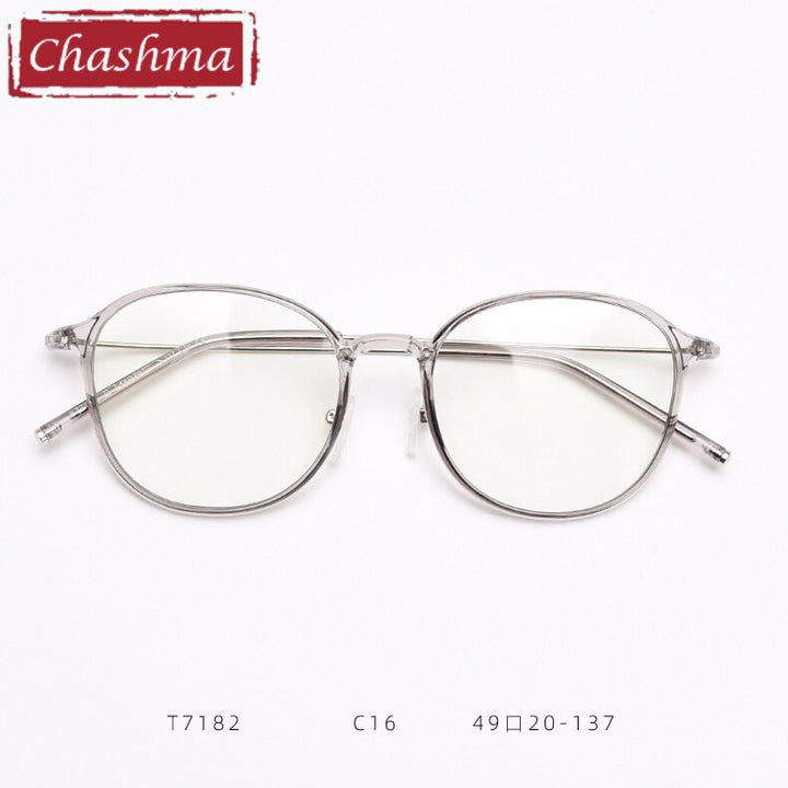 Chashma Round TR90 Eyeglasses Frame Lentes Optics Light Women Small Circle Quality Student Prescription Glasses For RX Lenses Frame Chashma Ottica Transparent Gray  