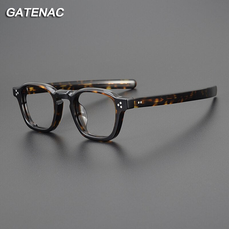 Gatenac Unisex Full Rim Square Acetate Eyeglasses Gxyj1053 Full Rim Gatenac   
