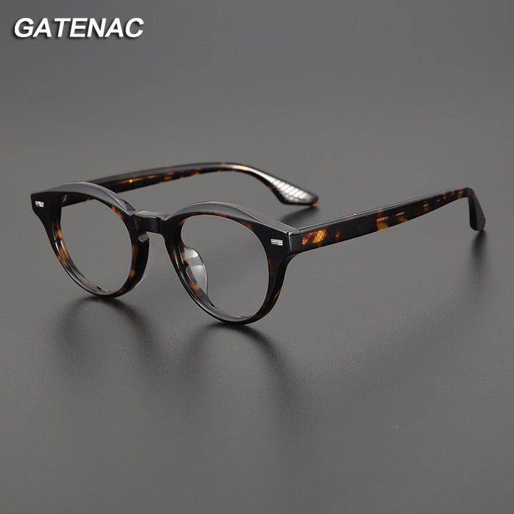 Gatenac Unisex Full Rim Round Acetate Eyeglasses Gxyj1110 Full Rim Gatenac   