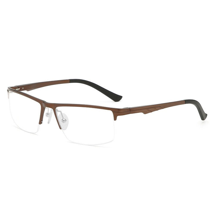 Hdcrafter Men's Semi Rim Rectangle Tr 90 Alloy Eyeglasses Kl6122 Semi Rim Hdcrafter Eyeglasses Tea  
