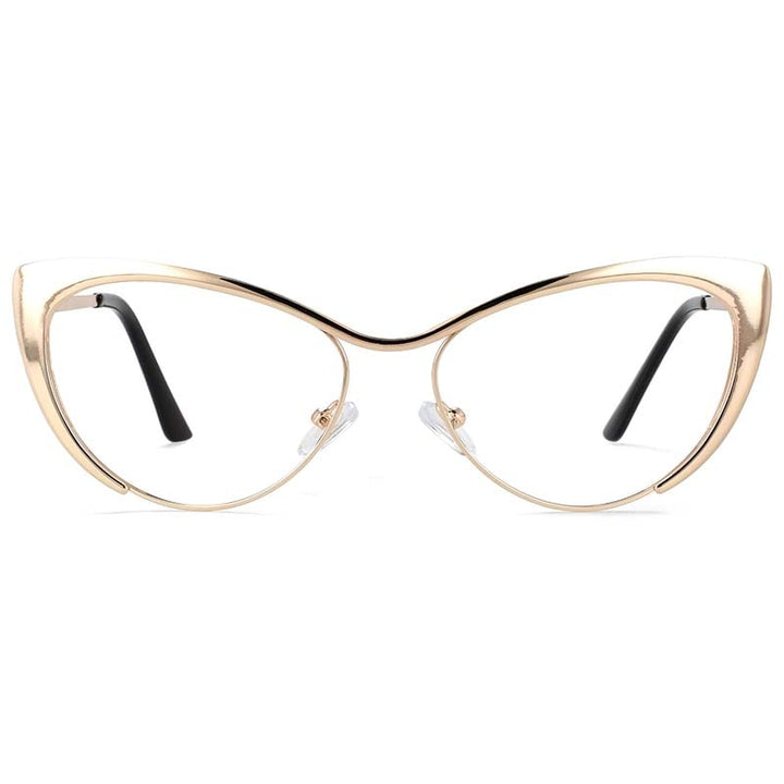 CCspace Women's Full Rim Cat Eye Alloy Eyeglasses 55033 Full Rim CCspace Gold China 