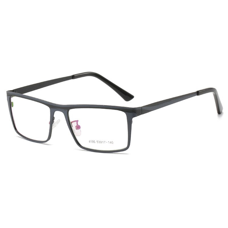 Hotochki Unisex Full Rim Square Stainless Steel Alloy Eyeglasses 4195 Full Rim Hotochki GREY BLACK  
