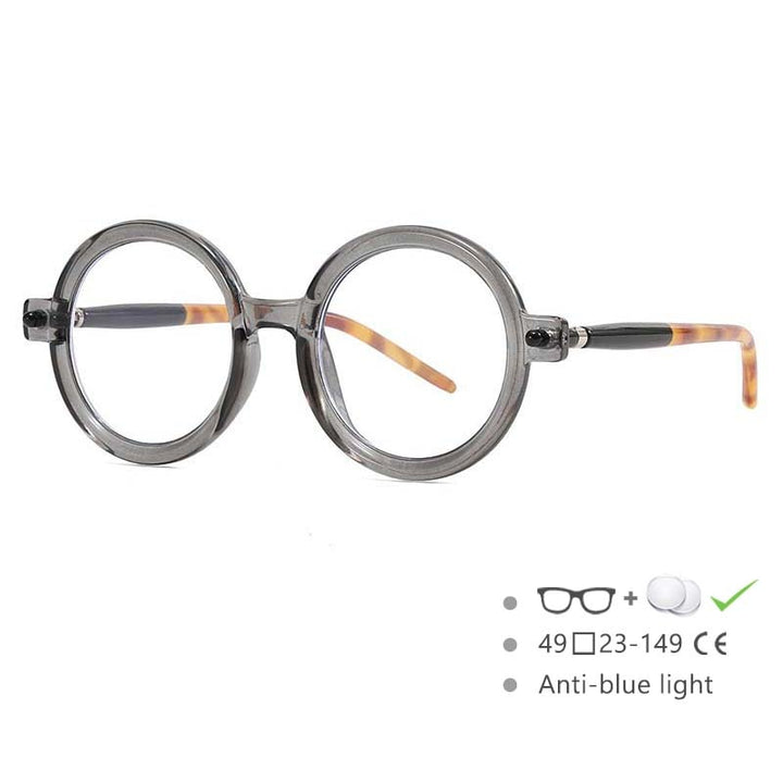 CCSpace Unisex Full Rim Round Acetate Frame Eyeglasses 54567 Full Rim CCspace Gray China 