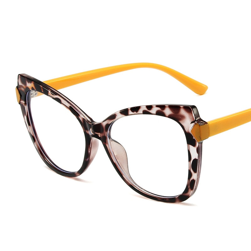 CCspace Women's Full Rim Cat Eye Tr 90 Eyeglasses 53348 Full Rim CCspace China LeopardYellow 