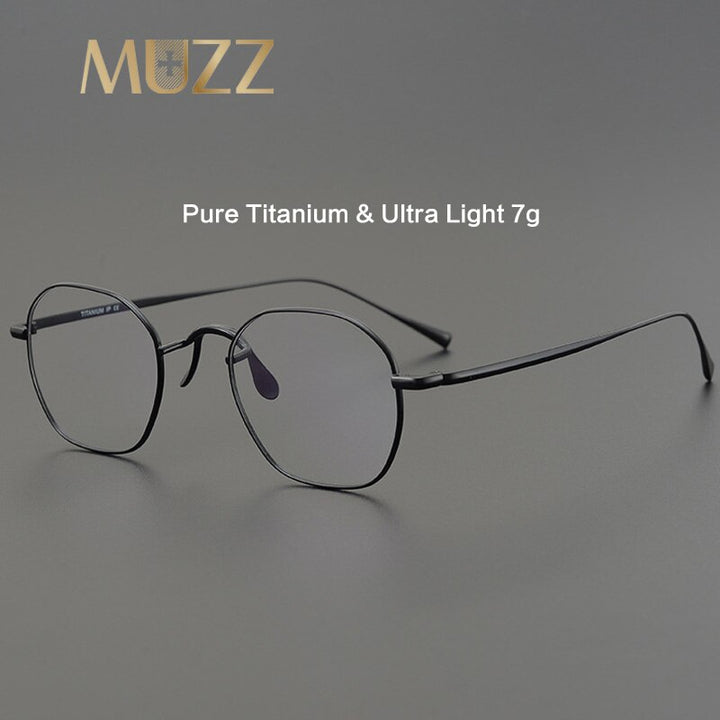 Muzz Unisex Full Rim Polygonal Round Titanium Frame Eyeglasses J8056 Full Rim Muzz   