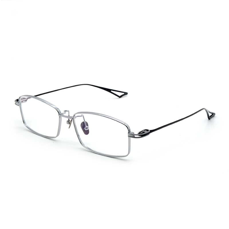 CCspace Men's Full Rim Rectangle Titanium Eyeglasses 55228 Full Rim CCspace SilverGun China 