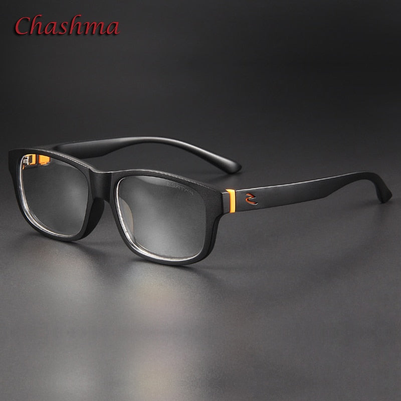 Chashma Ochki Unisex Full Rim Square Tr 90 Titanium Sport Eyeglasses 0048 Sport Eyewear Chashma Ochki Matte Black  