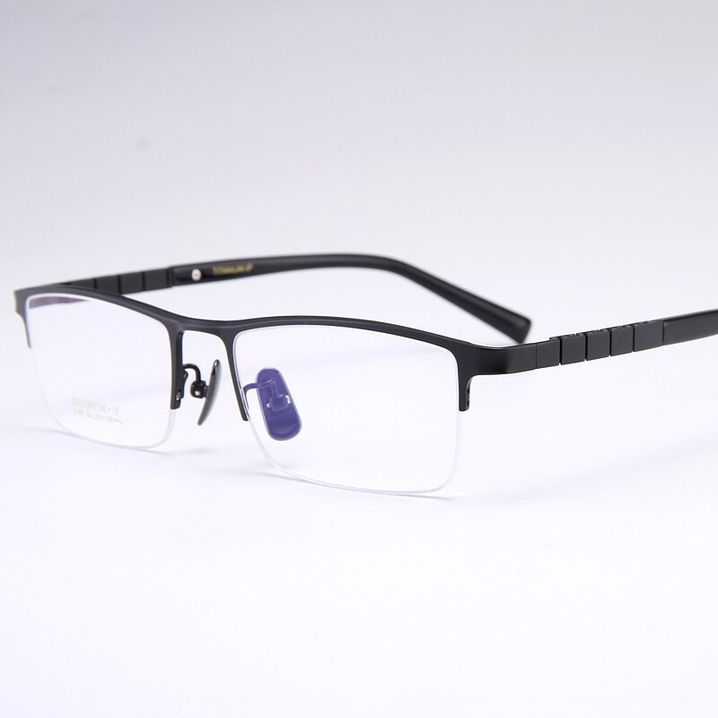 Bclear Men's Semi Rim Square Titanium Eyeglasses My91068 Semi Rim Bclear Matte Black  