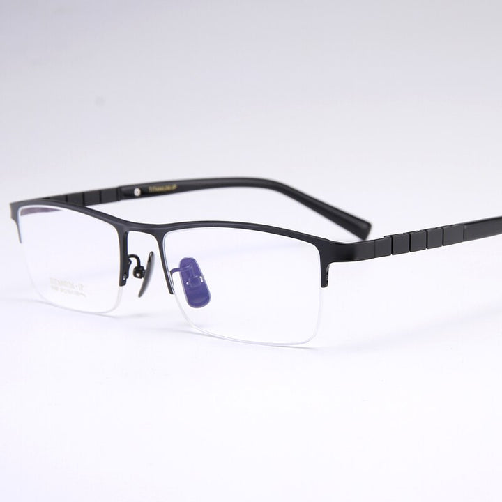 Bclear Men's Semi Rim Square Titanium Eyeglasses My91068 Semi Rim Bclear Matte Black  