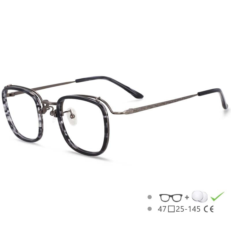 CCspace Unisex Full Rim Square Tr 90 Titanium Eyeglasses 55226 Full Rim CCspace GrayLeopard China 