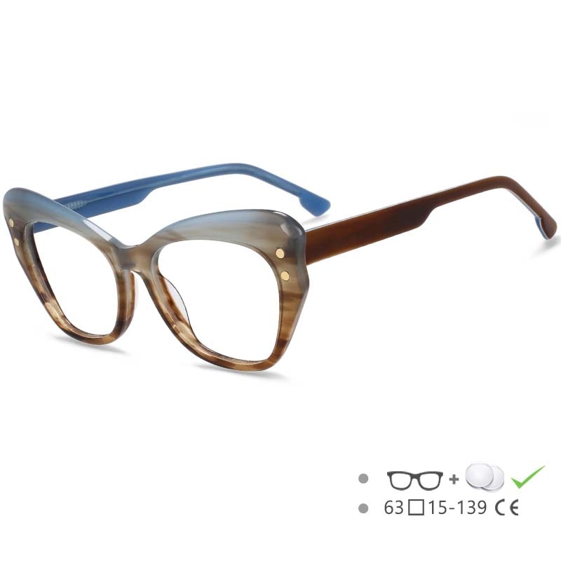 CCspace Women's Full Rim Butterfly Cat Eye Acetate Eyeglasses 53174 Full Rim CCspace Leopard China 