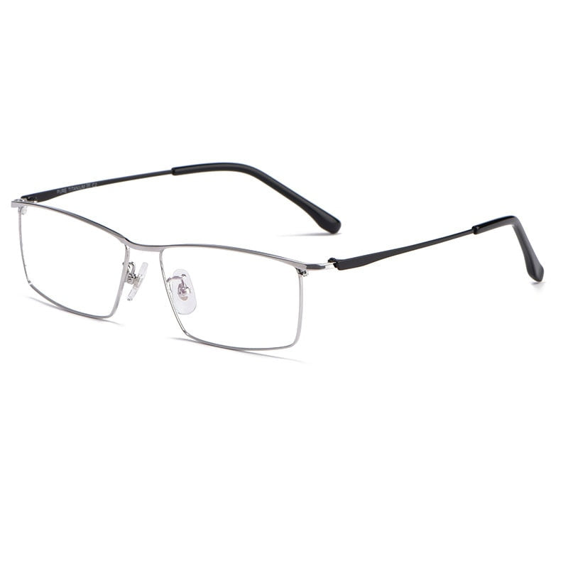 Hotochki Men's Full Rim Rectangle Titanium Alloy Frame Eyeglasses J85517 Full Rim Hotochki Silver  