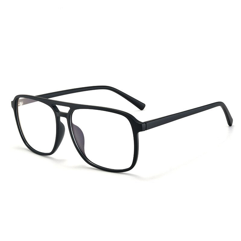 CCspace Men's Full Rim Square Double Bridge Tr 90 Titanium Eyeglasses 55545 Full Rim CCspace China c5FrostedBlack 