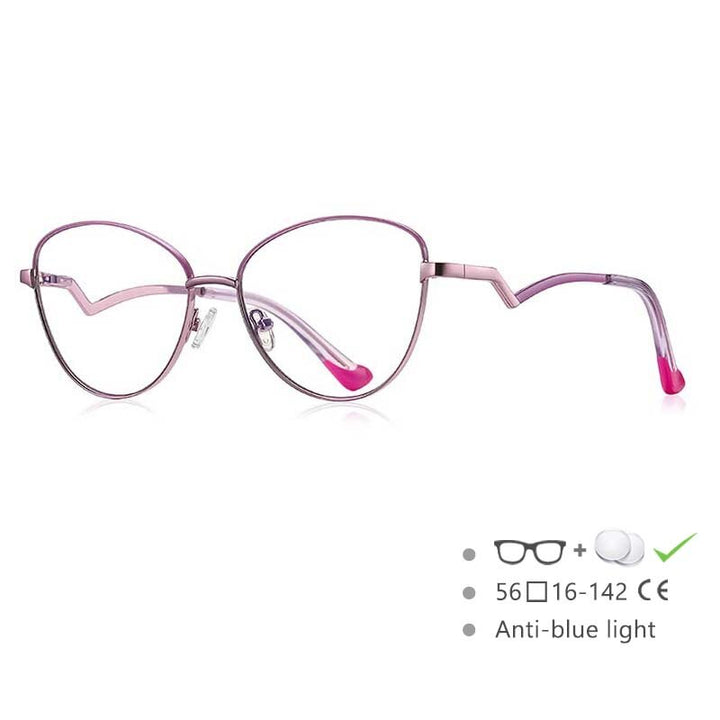 CCSpace Women's Full RIm Cat Eye Alloy Frame Eyeglasses 54550 Full Rim CCspace China Purple Beige