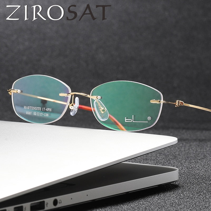 Zirosat Women's Rimless Square Oval Tr 90 Titanium Alloy Eyeglasses 8587 Rimless Zirosat   