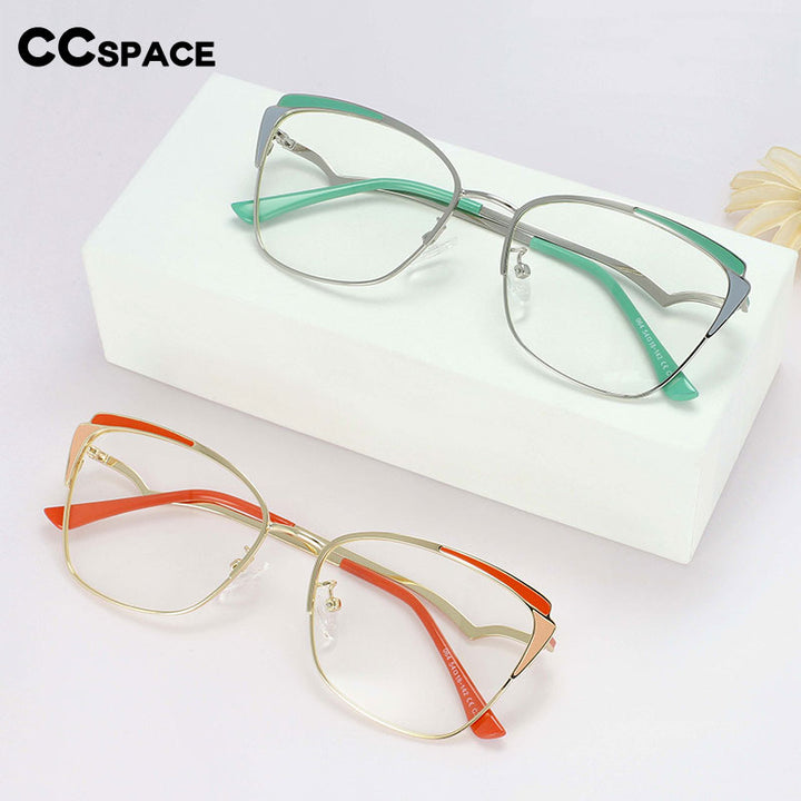 CCSpace Unisex Full Rim Square Cat Eye Acetate Alloy Frame Eyeglasses 54111 Full Rim CCspace   
