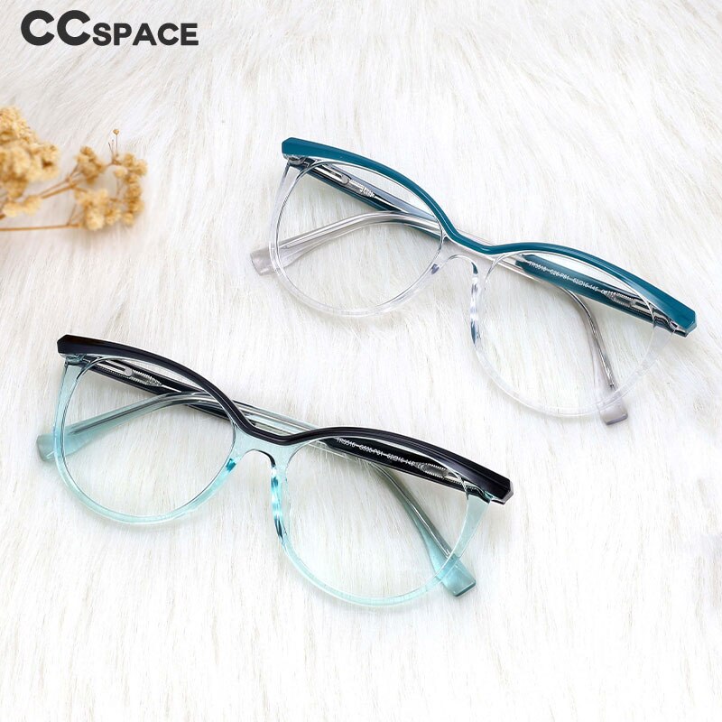 CCspace Women's Full Rim Round Cat Eye Tr 90 Titanium Frame Eyeglasses 54612 Full Rim CCspace   