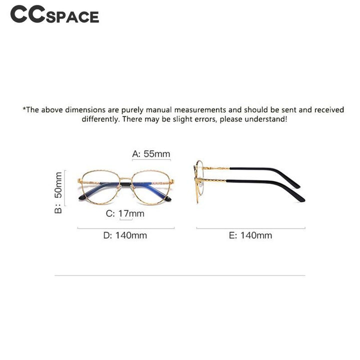CCSpace Women's Full Rim Round Square Stainless Steel Eyeglasses 54529 Full Rim CCspace   
