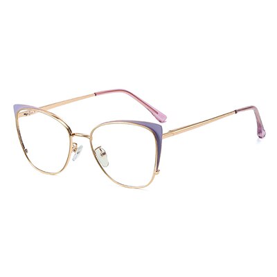 Ralferty Women's Full Rim Square Cat Eye Alloy Eyeglasses F95797 Full Rim Ralferty C9 Purple China 