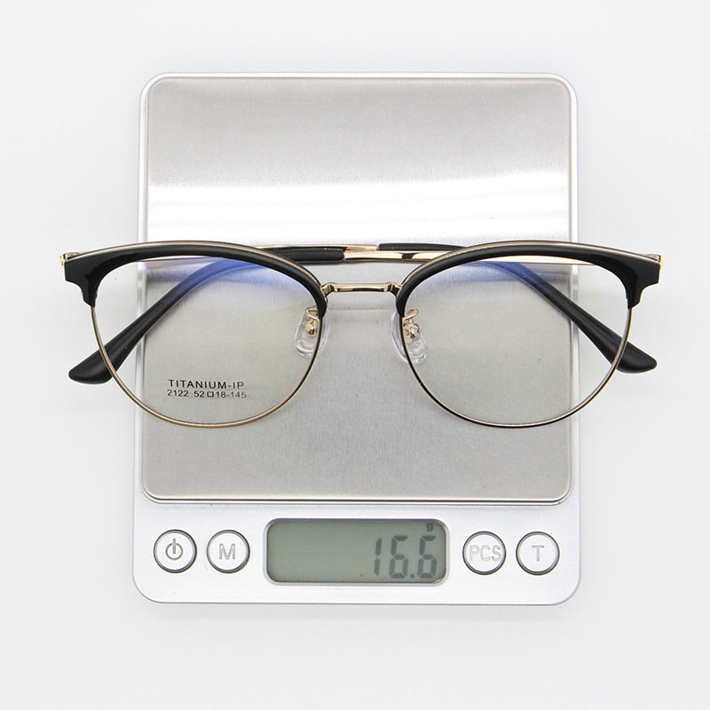 Bclear Unisex Full Rim Round Titanium Acetate Frame Browline Eyeglasses My2122 Full Rim Bclear   