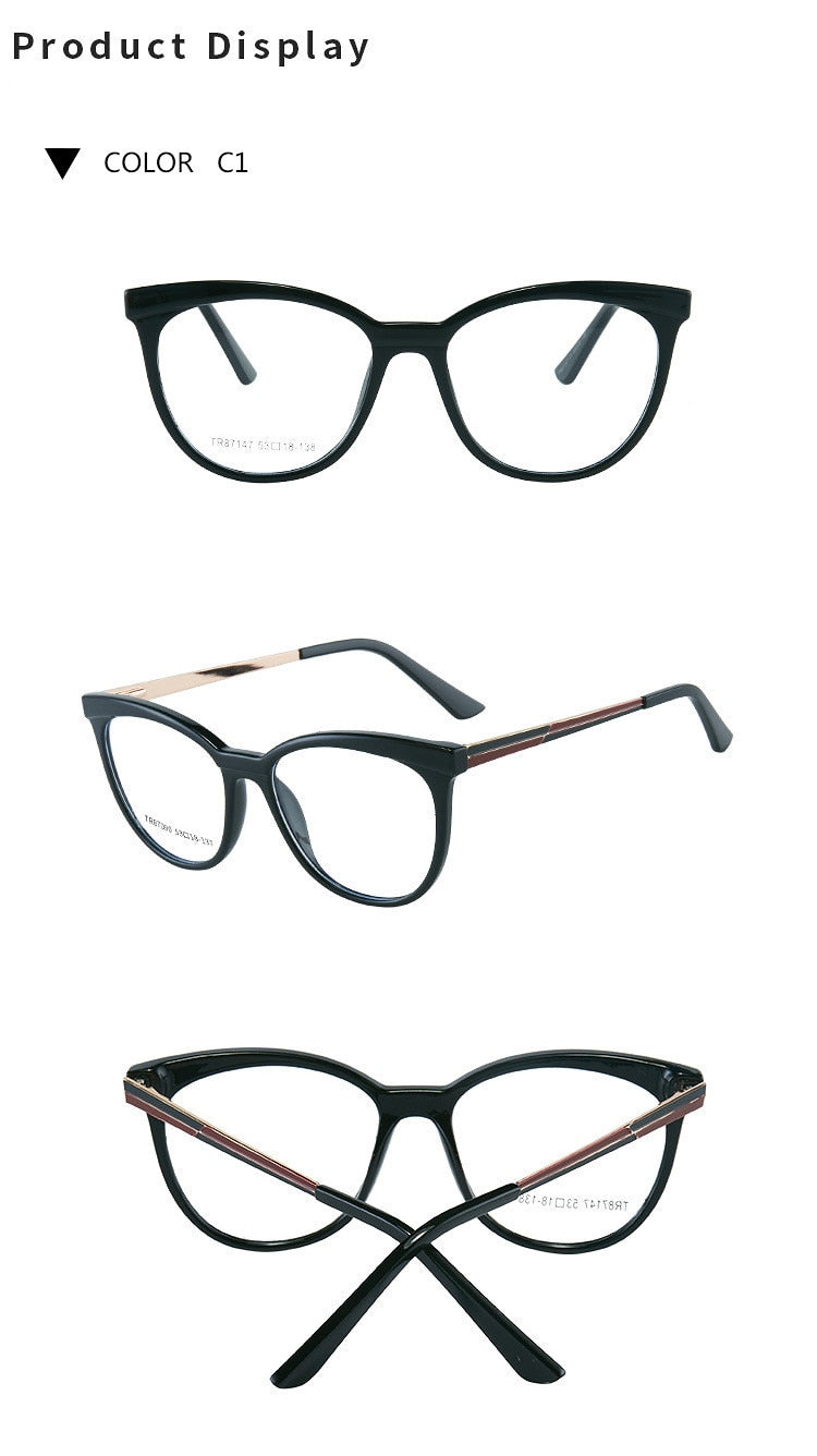 KatKani Women's Full Rim Memory TR 90 Resin Alloy Cat Eye Frame Eyeglasses Tr7147 Full Rim KatKani Eyeglasses   