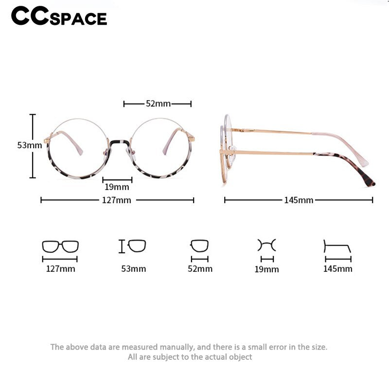 CCSpace Women's Semi Rim Round Alloy Acetate Eyeglasses 54997 Semi Rim CCspace   