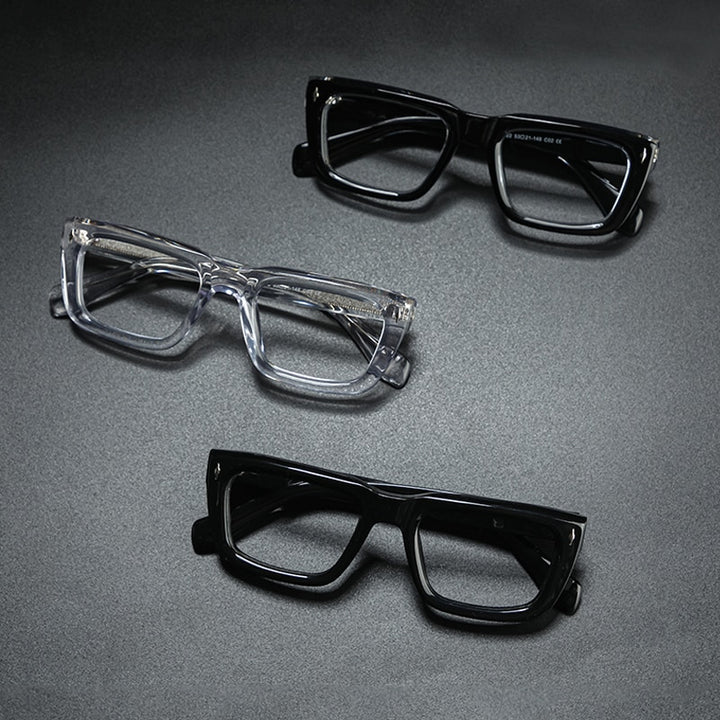 Gatenac Unisex Full Rim Square Acetate Frame Eyeglasses Gxyj776 Full Rim Gatenac   