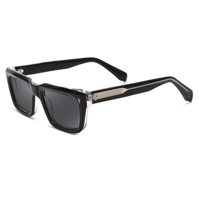 Gatenac Men's Full Rim Square Acetate Frame Polarized Sunglasses Tyj68 Sunglasses Gatenac Black Transparent  