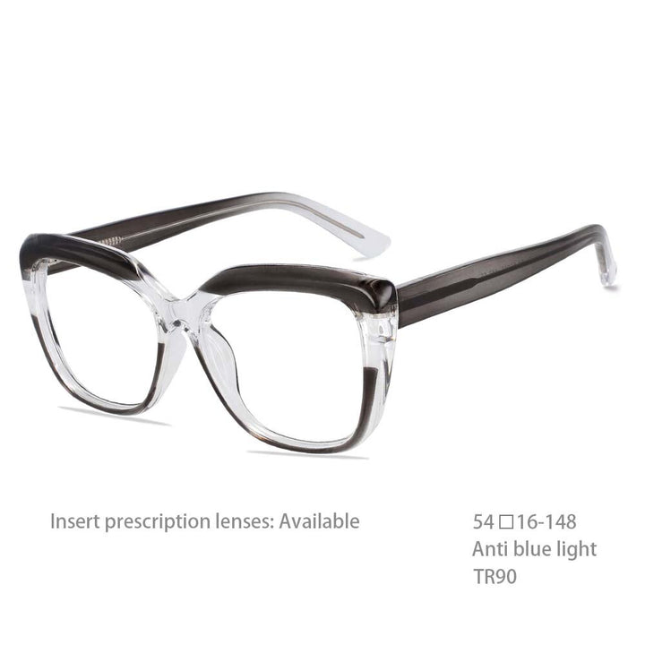 CCSpace Full Rim Square Tr 90 Titanium Frame Eyeglasses 54194 Full Rim CCspace China Gray 