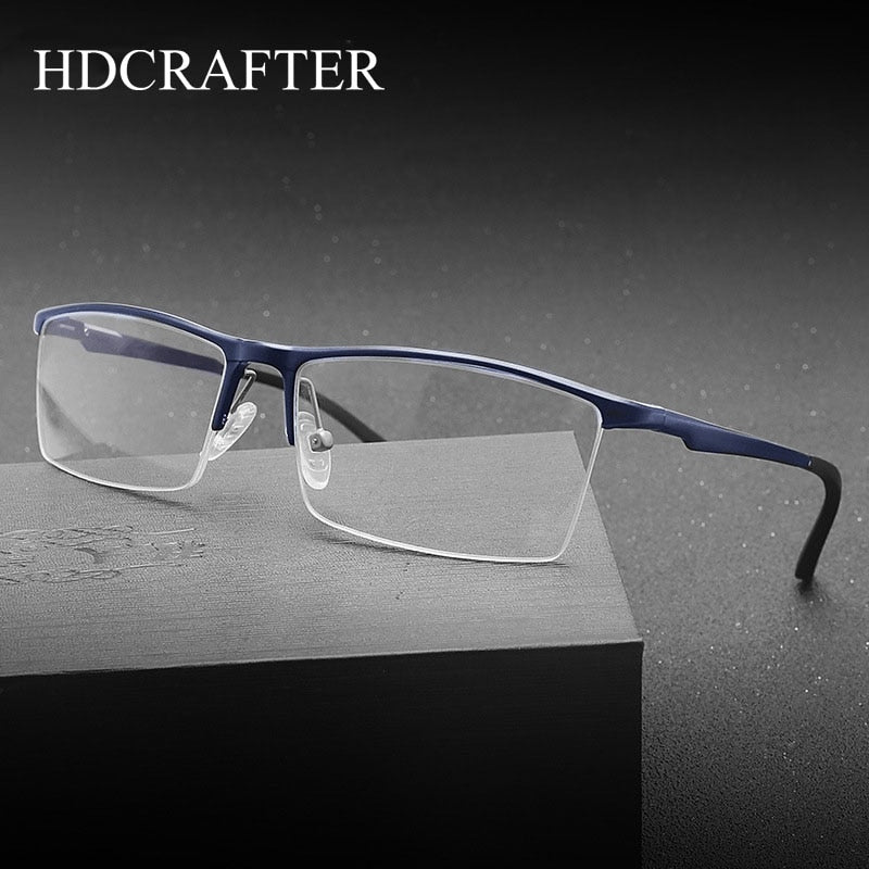 Hdcrafter Men's Semi Rim Square Aluminum Magnesium Eyeglasses 8826 Semi Rim Hdcrafter Eyeglasses   