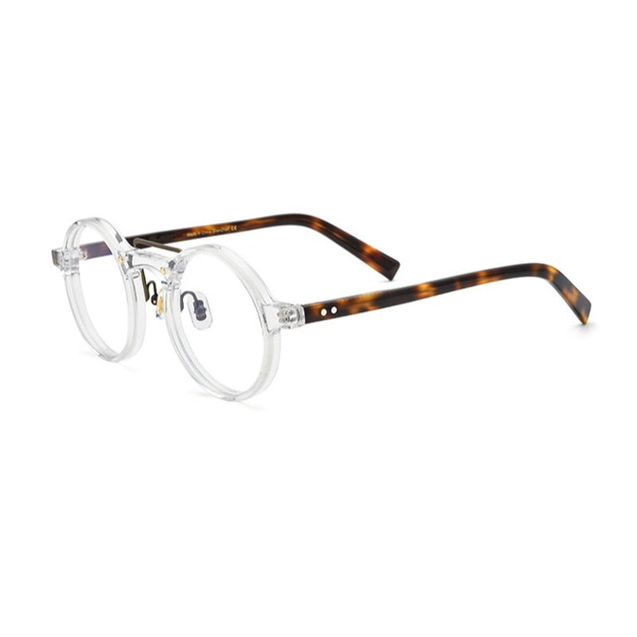 Gatenac Unisex Full Rim Round Acetate Double Bridge Frame Eyeglasses Gxyj808 Full Rim Gatenac Transparent  