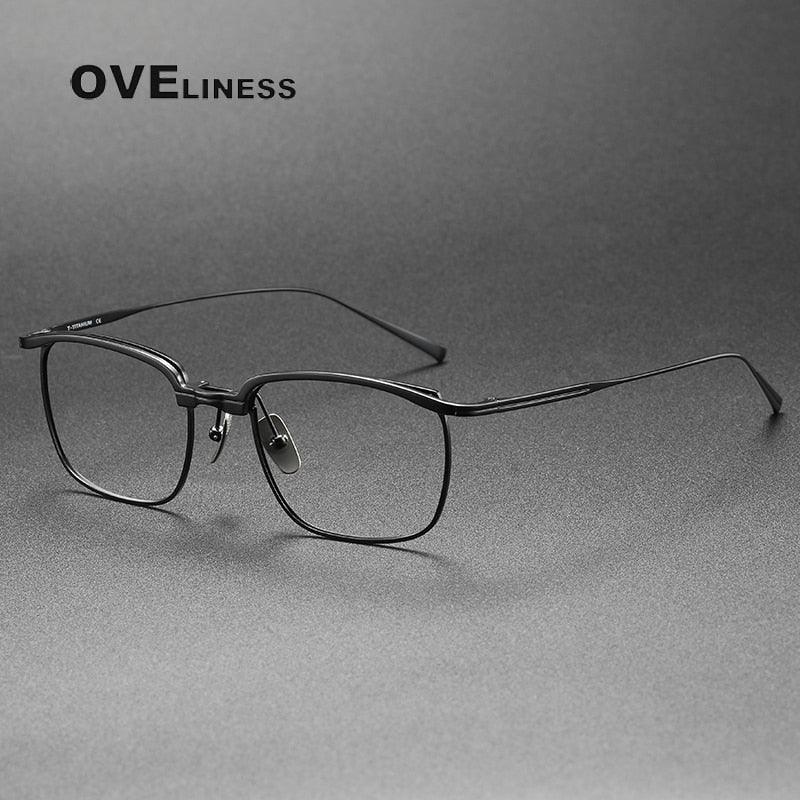 Oveliness Men's Full Rim Square Titanium Eyeglasses Aeron Full Rim Oveliness black  