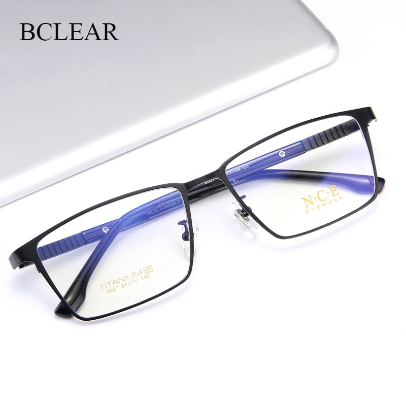 Bclear Men's Full Rim Square Titanium Eyeglasses My5007 Full Rim Bclear   