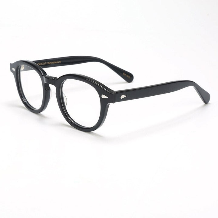 Bclear Unisex Full Rim Round Acetate Three Size S-M-L Frame Eyeglasses 1915 Full Rim Bclear Black  