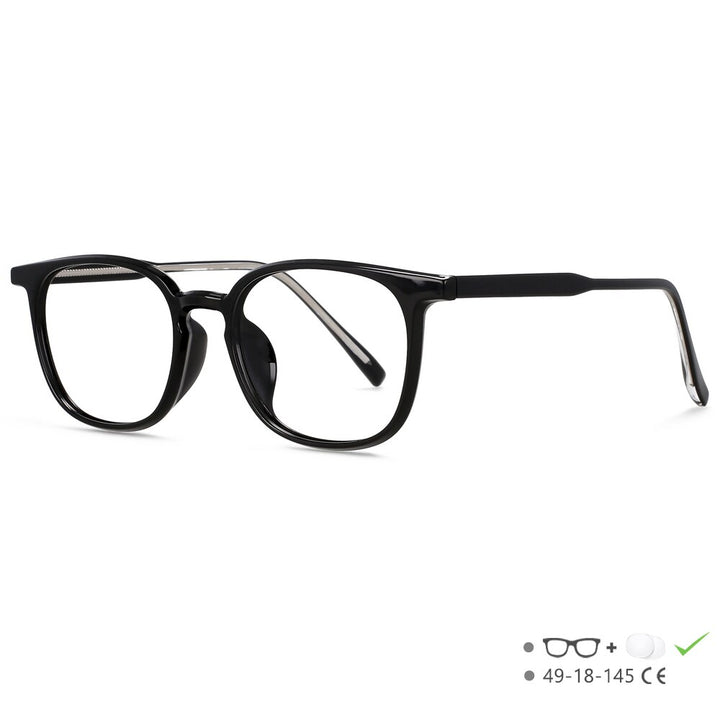 CCspace Unisex Full Rim Square Tr 90 Acetate Eyeglasses 55518 Full Rim CCspace Black China 