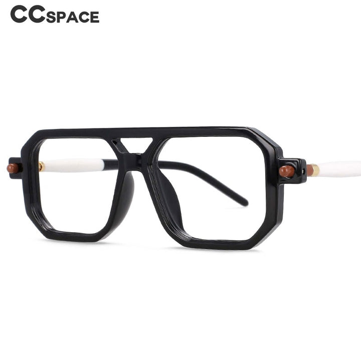 CCSpace Unisex Full Rim Square Acetate Frame Eyeglasses 54381 Full Rim CCspace   