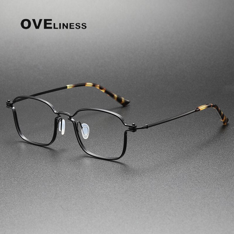 Oveliness Unisex Full Rim Square Titanium Eyeglasses 5898 Full Rim Oveliness black  